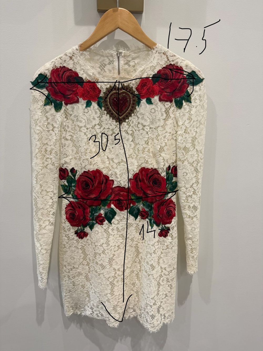 Dolce & Gabbana White Lace Mini Dress with Red Rose Embroidery - Picture 7 of 7